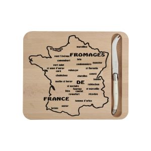 Laguiole Jean Dubost Cheese Board FROMAGE Map + Cream Knife
