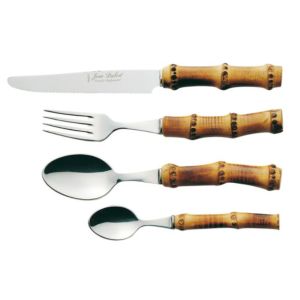 Jean Dubost France Natural Bamboo 24 Piece Cutlery Set