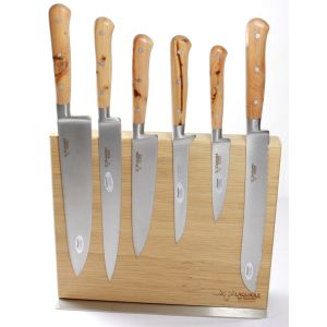 Laguiole en Aubrac 6 Piece Kitchen Knife Set Juniper With Oak Magnetic Block
