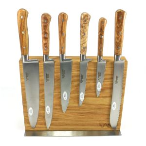 Laguiole en Aubrac 6 Piece Kitchen Knife Set Olivewood With Oak Magnetic Block