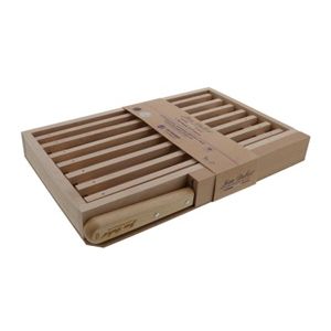 LES COUTEAUX A LA FRANCAISE® Bread board, crumb  tray, removable grill + Bread knife, stainless steel and  natural beechwood handle
