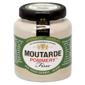 Fine herbs mustard Pommery® in stoneware jar plastic top	