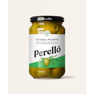 Perello Olives Gordal Queen green pitted chilli 150g Jar