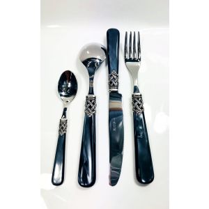 Italian fine cutlery 24 pcs set with black pearl color handle by EME