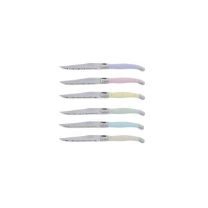 Laguiole Jean Dubost 6 Steak Knives Pastel Colors *Made in France 