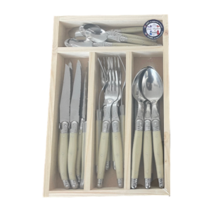 Laguiole 24 Pce Set NATURAL WoodTray SF PCVD