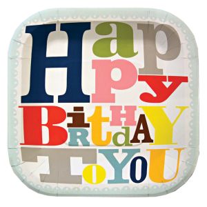 MM Patterned Party HAPPYBDYSmall SQ Plate