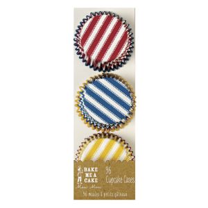 Meri Meri Striped, Red, Blue and Yellow Mini Cupcake Liners