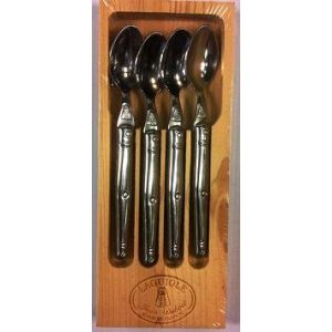 Laguiole Jean Dubost 4 Piece Mini-Mocha Spoons with Stainless Steel Handle 