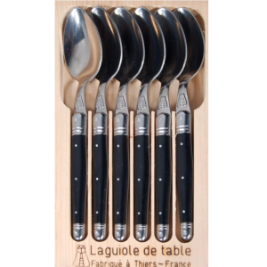 Laguiole 6 Table Spoons BLACK LF 15/10 Open Box NEW