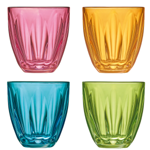 La Rochere Lily Tumbler Set of 4 Colour Glass 9cm 250ml NEW