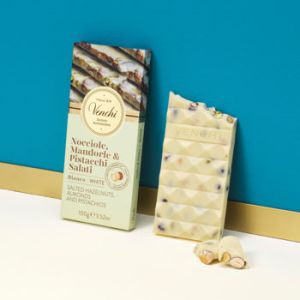 Venchi White Chocolate Bar with Salted Pistachios & Nuts