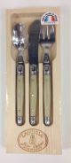 Laguiole Jean Dubost 3 pcs Kids Set with Natural Color Handle Made in France
