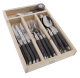 Laguiole 24 Piece Cutlery Set Tonic Grey Eco Natural Wood Tray
